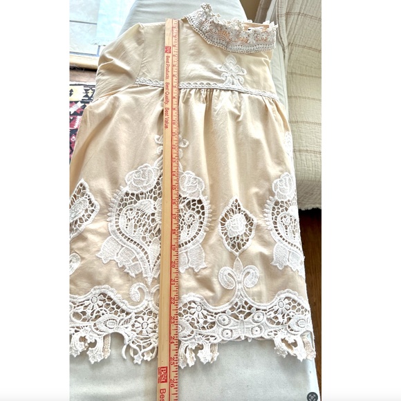 ANNA SUI Cupid and Fairy Beige Cotton Crocheted Lace Blouse - L - Picture 15 of 15